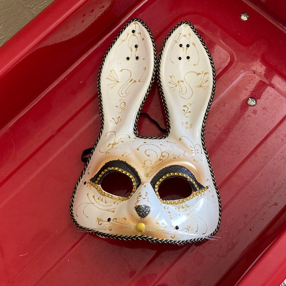 White and Gold Rabbit Mask for Halloween